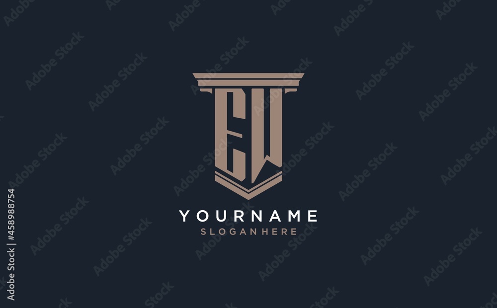 EW initial logo with pillar style, luxury law firm logo design ideas ...