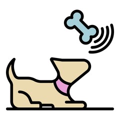 Poster - dog catch bone icon. outline dog catch bone vector icon color flat isolated
