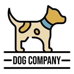 Poster - dog company name logo. outline dog company name vector logo color flat isolated