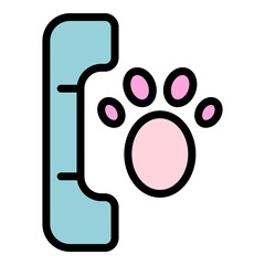 Poster - paw and handset icon. outline paw and handset vector icon color flat isolated