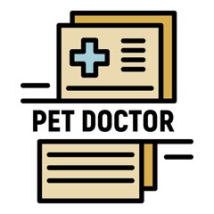 Wall Mural - Pet doctor logo. Outline pet doctor vector logo color flat isolated