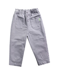Wall Mural - Grey boy's pants isolated on white. Fashion child's jeans. Kid's apparel.