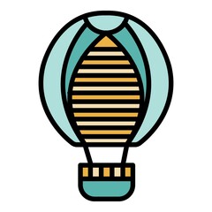 Poster - Modern hot air balloon icon. Outline modern hot air balloon vector icon color flat isolated