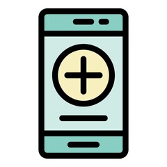 Poster - Online smart hospital icon. Outline online smart hospital vector icon color flat isolated