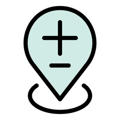 Poster - hospital gps pin map icon. outline hospital gps pin map vector icon color flat isolated