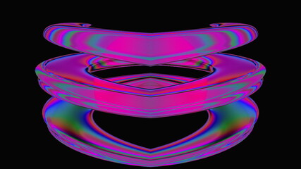 Poster - Bright spinning spiral in 3d render digital space. Graphic curved lines in illusory futuristic vortex. Twisted stripes in dynamic wavy dance. Element for creative splash and presentation