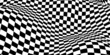 Wavy chess board. Chessboard concept. Wave distortion effect. Vector illustration.
