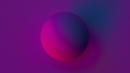 Poster - Bright ball with colorful 3d render gradient floating on surface. Creative minimalism with simple geometrically round shape. Futuristic planet in abstract space