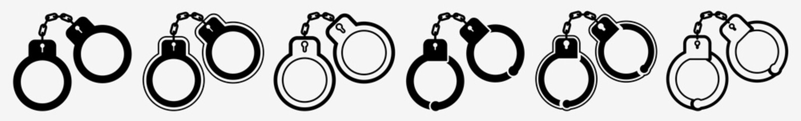 Wall Mural - handcuffs icon locked handcuffs set | handcuff icon arrest vector illustration logo | handcuffs-icon