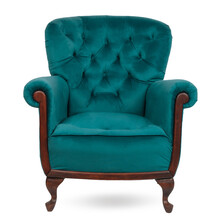 Elegant Velour Turquoise, Isolated With Clipping Mask, Front View.