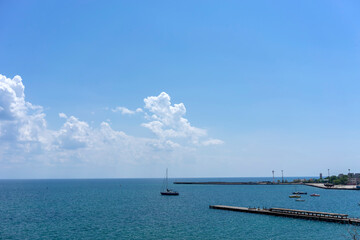 Canvas Print - Seascape with a view of the boats. Yevpatoria, Crimea