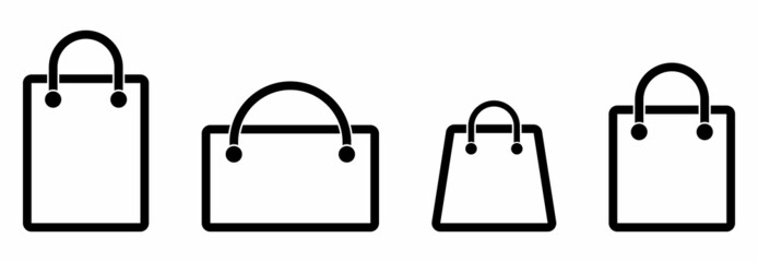 Wall Mural - shopping bbag icon, paper market bag icon, grocery bag icon vector outline sign symbol