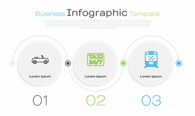 Wall Mural - Set line Car, Location with taxi and Train. Business infographic template. Vector