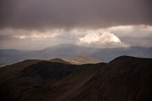 View From The Top Of The Old Man Of Coniston In The English Lake District In Cumbria.Popular For Fell Walking.