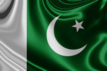 Pakistan Fabric Flag Waving . 3D Illustration
