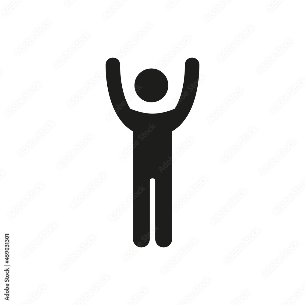 Icono de persona con las manos arriba. Concepto de ganador, felicidad,  esperanza, celebración. Ilustración vectorial, estilo silueta Stock  Illustration | Adobe Stock, image size:1000x1000