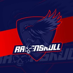 Wall Mural - raven bird skull mascot esport design character for sport gaming and halloween