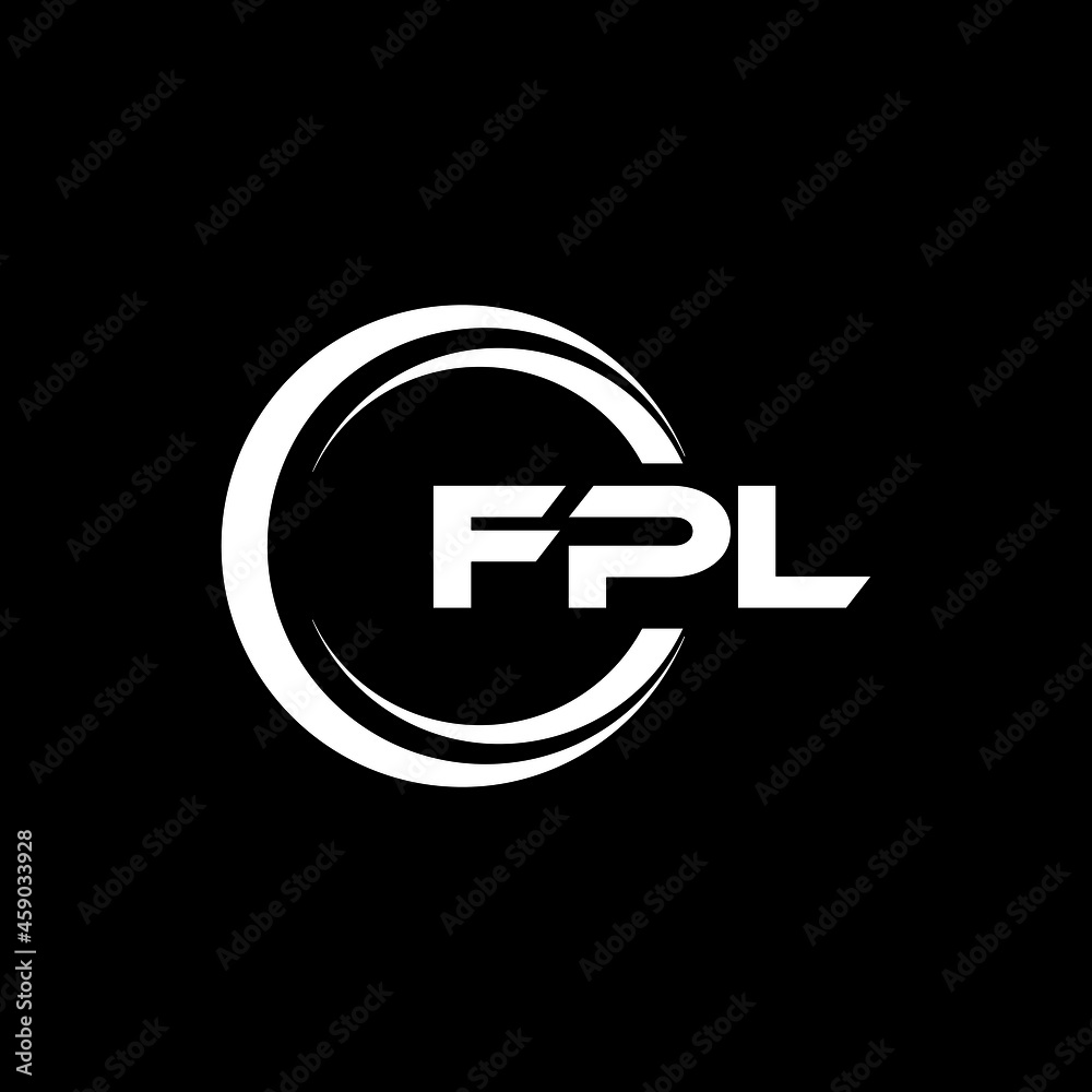 FPL letter logo design with black background in illustrator, vector ...