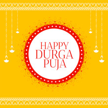 Happy Durga Pooja Yellow Decorative Card Background