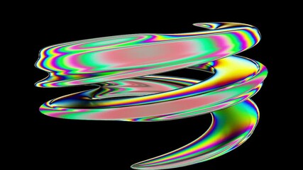 Poster - Bright spinning spiral in 3d render digital space. Graphic curved lines in illusory futuristic vortex. Twisted stripes in dynamic wavy dance. Element for creative splash and presentation