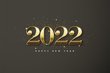 Wall Mural - Happy new year 2022 with majestic luxury gold numbers.