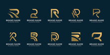 R Logo Collection With Golden Creative Concept Premium Vector