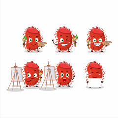 Sticker - Artistic Artist of picornaviridae cartoon character painting with a brush