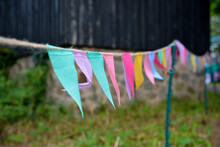 Colourful Bunting Marking A Pathway. 