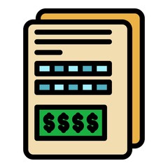 Poster - Financial document icon. Outline financial document vector icon color flat isolated