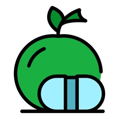 Poster - genetic modified apple icon. outline genetic modified apple vector icon color flat isolated