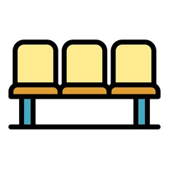 Poster - Sitting at airport icon. Outline sitting at airport vector icon color flat isolated