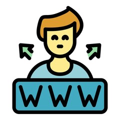 Poster - Web interaction icon. Outline web interaction vector icon color flat isolated