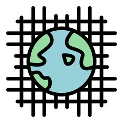 Poster - global net interaction icon. outline global net interaction vector icon color flat isolated