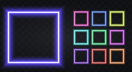 Wall Mural - Neon square Border with copy space