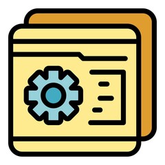Poster - Gear wheel folder interaction icon. Outline gear wheel folder interaction vector icon color flat isolated