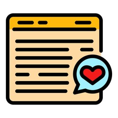Poster - Online like experience icon. Outline online like experience vector icon color flat isolated