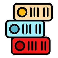 Poster - Office stack folders icon. Outline office stack folders vector icon color flat isolated