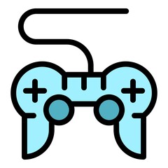 Poster - Joystick interactive tv icon. Outline joystick interactive tv vector icon color flat isolated