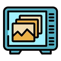Poster - Interactive tv pictures icon. Outline interactive tv pictures vector icon color flat isolated