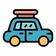 Wall Mural - City car roof box icon. Outline city car roof box vector icon color flat isolated