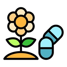 Flower Allergy Icon. Outline Flower Allergy Vector Icon Color Flat Isolated