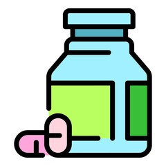 Poster - Allergy capsules icon. Outline allergy capsules vector icon color flat isolated
