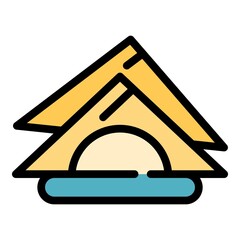Poster - Folded napkins icon. Outline folded napkins vector icon color flat isolated