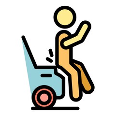 Poster - Car accident person icon. Outline car accident person vector icon color flat isolated