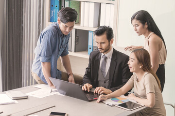 Wall Mural - Manager and his team having meeting at meeting room in office.