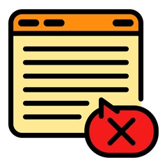 Poster - Dislike web page icon. Outline dislike web page vector icon color flat isolated