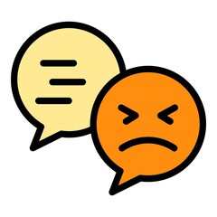 Poster - Chat dislike icon. Outline chat dislike vector icon color flat isolated