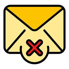 Poster - Mail reject dislike icon. Outline mail reject dislike vector icon color flat isolated
