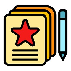 Poster - Writing review icon. Outline writing review vector icon color flat isolated