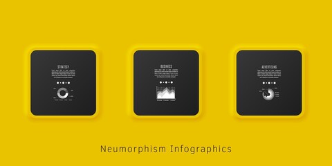 Neumorphism infographics template for chart, diagram, web design, presentation, workflow layout